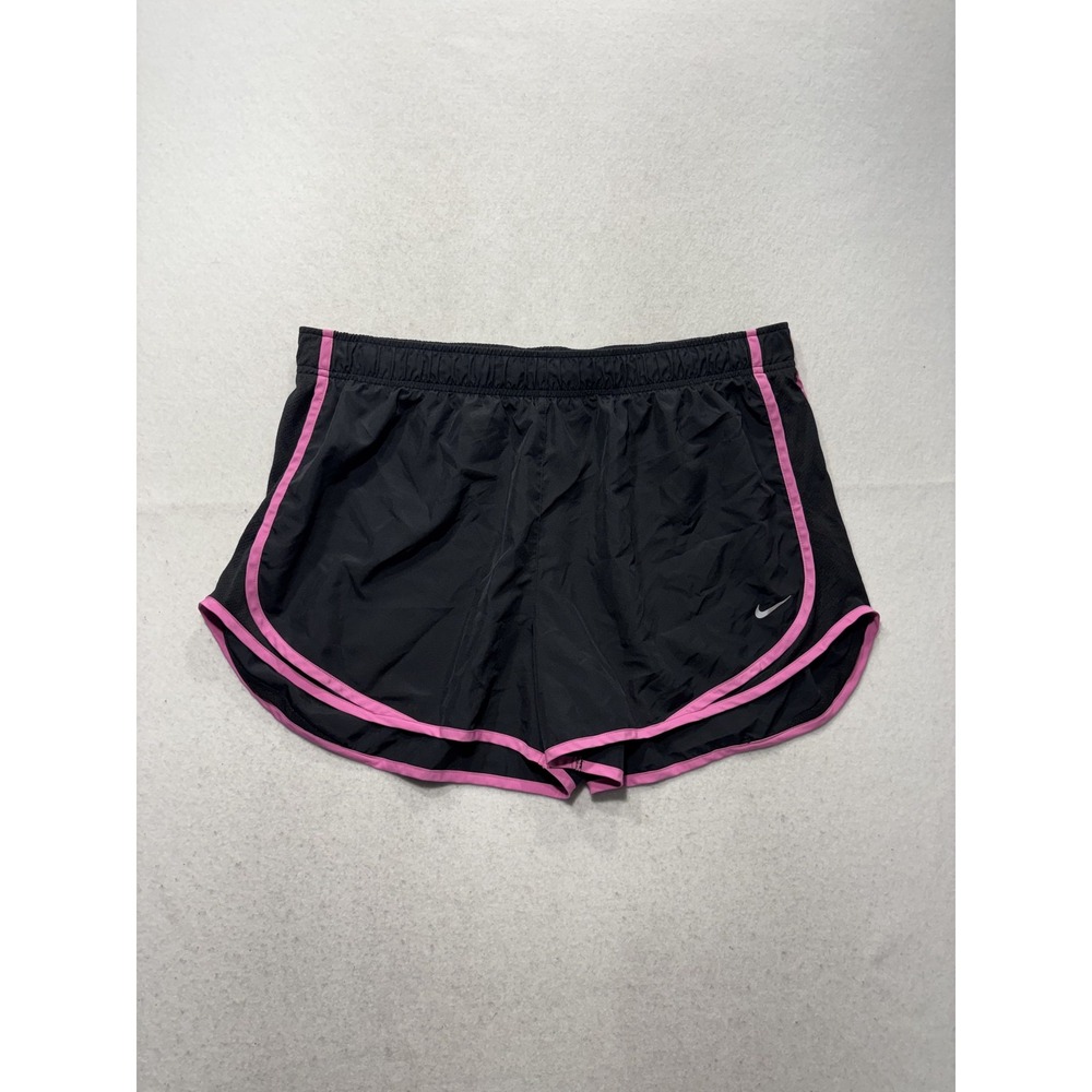 Nike Running Shorts Womens Medium Black Pink Trim Lined Lightweight Athletic